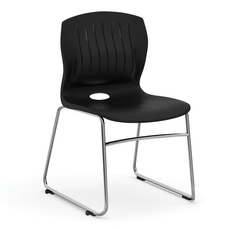 OFFICESOURCE Slash Collection Armless Sled Base Stack Chair with Chrome Frame 3040SBBK